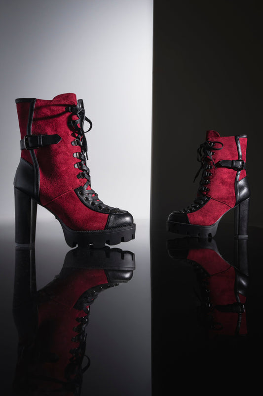 « Vénus » — Bottines à talon bloc, Bordeaux
