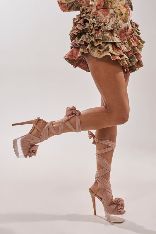 « Nymphe » sandales stiletto plateforme nude