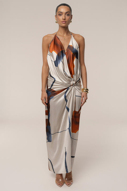 « Malibu » — Robe Mi-Longue en Satin, Ivoire