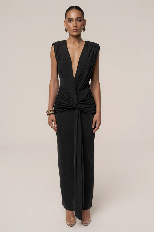 « Palma » — Robe Longue Décolletée, Noir
