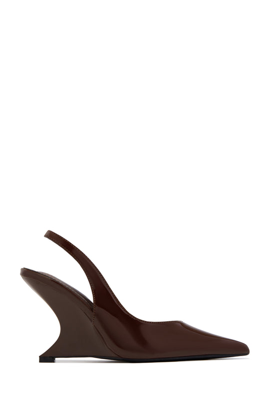 « Élancée » — Escarpins Compensés Slingback, Marron