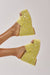 « Soleil » — Wedges en Raphia et Sequins, Jaune