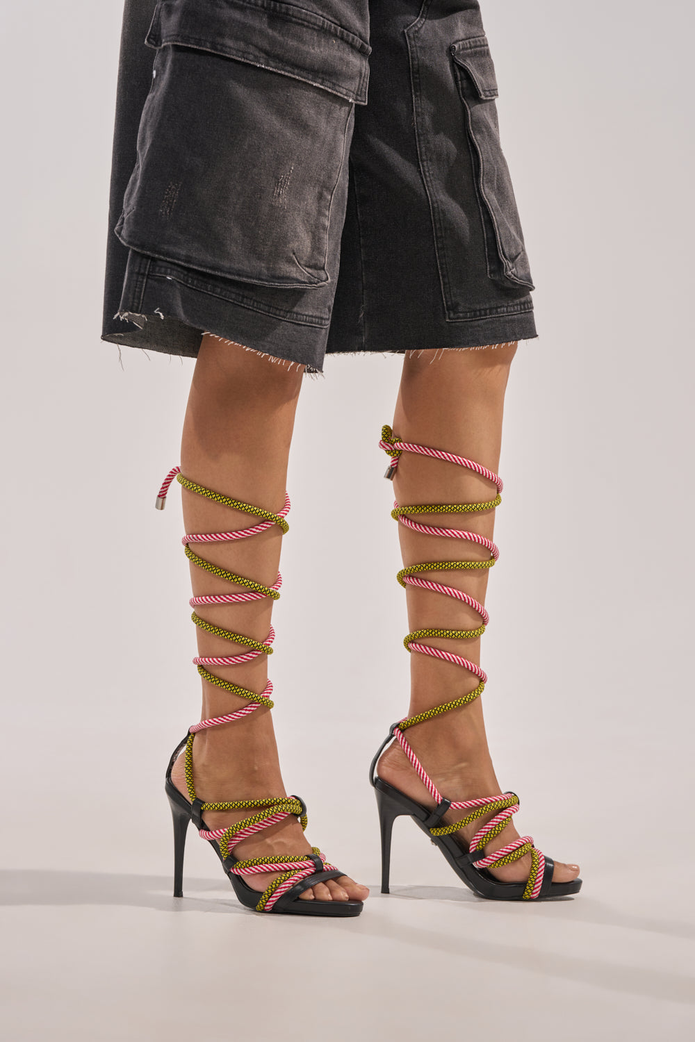 « Cordage » — Sandales Stiletto Lacées en Corde
