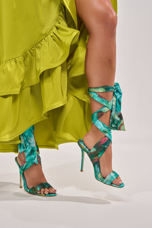 « Émeraude » — Sandales à Brides en Satin, Vert