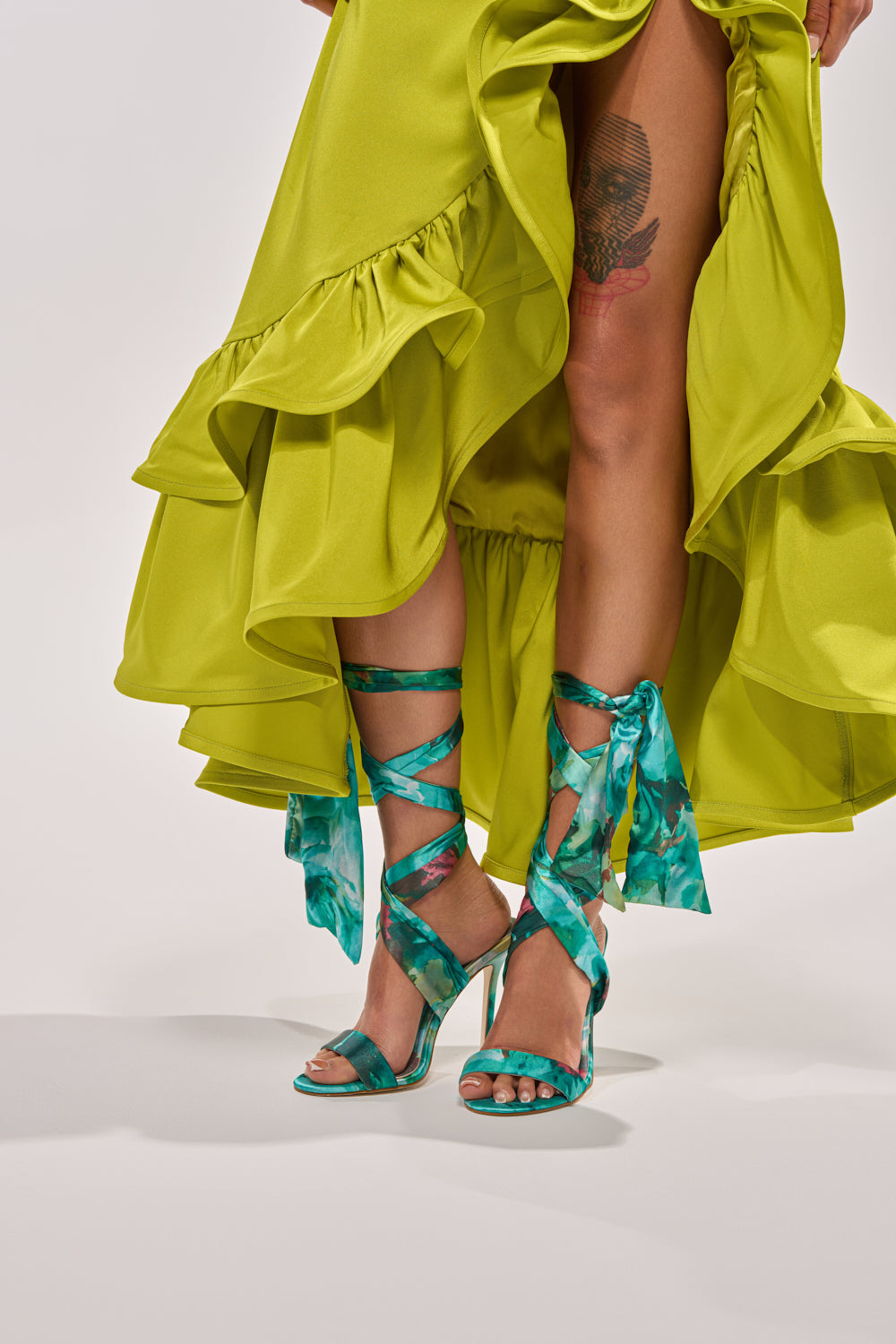 « Émeraude » — Sandales à Brides en Satin, Vert