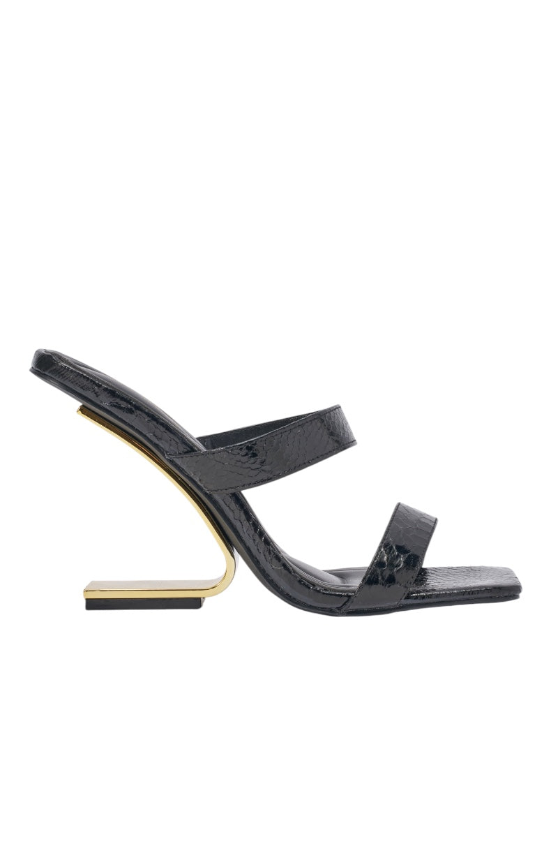 « Cobra » — Mules Compensées Effet Serpent, Noir