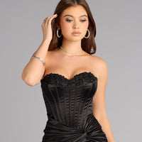« Romance Précieuse » — Robe Mini Bustier en Satin, Ivoire