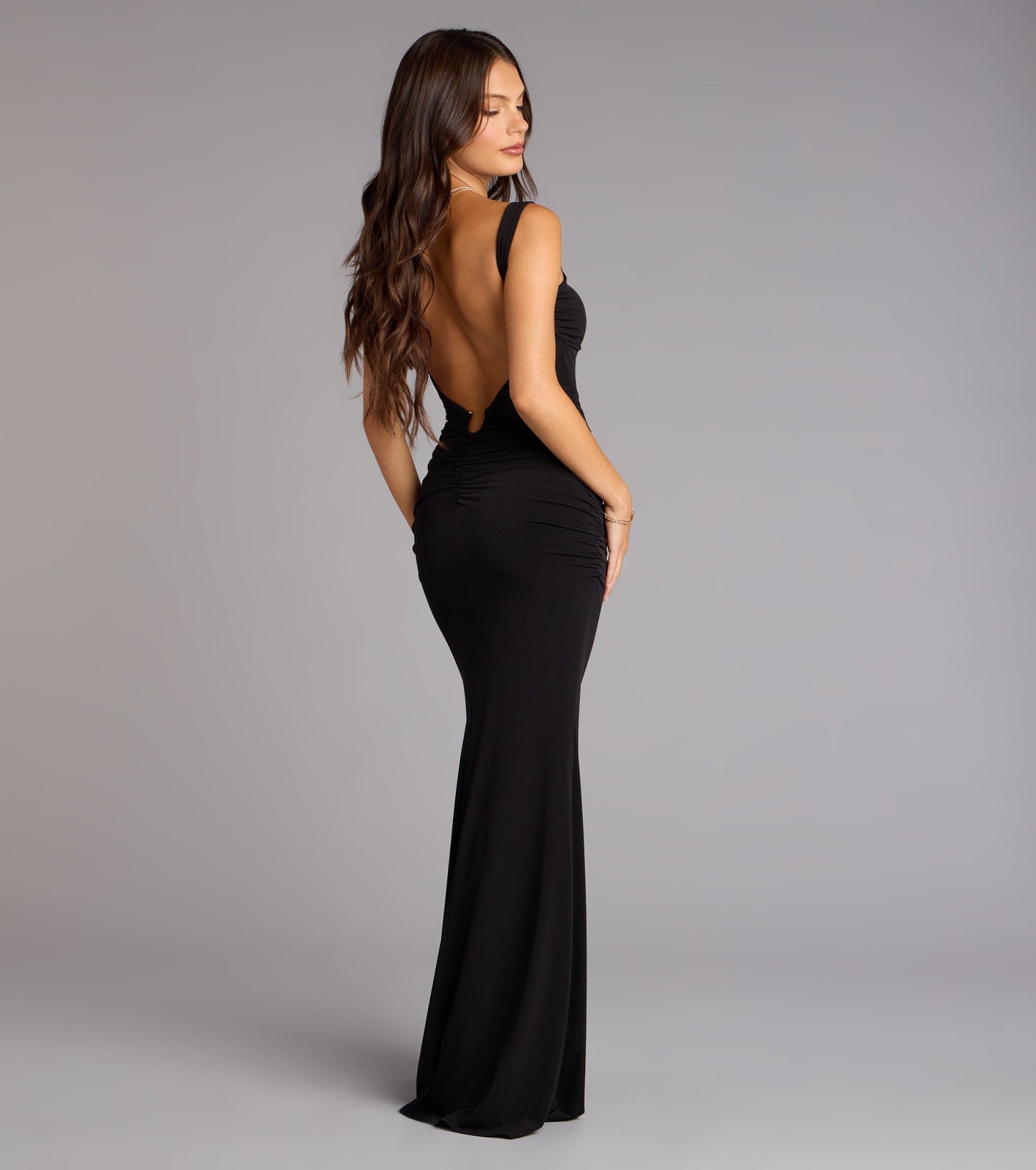 « Sirène Chocolat » — Robe Longue Dos Ouvert, Marron