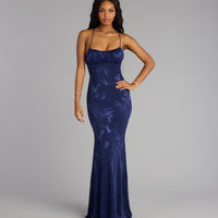 « Ondée Majestueuse » — Robe Longue Sirène, Bleu