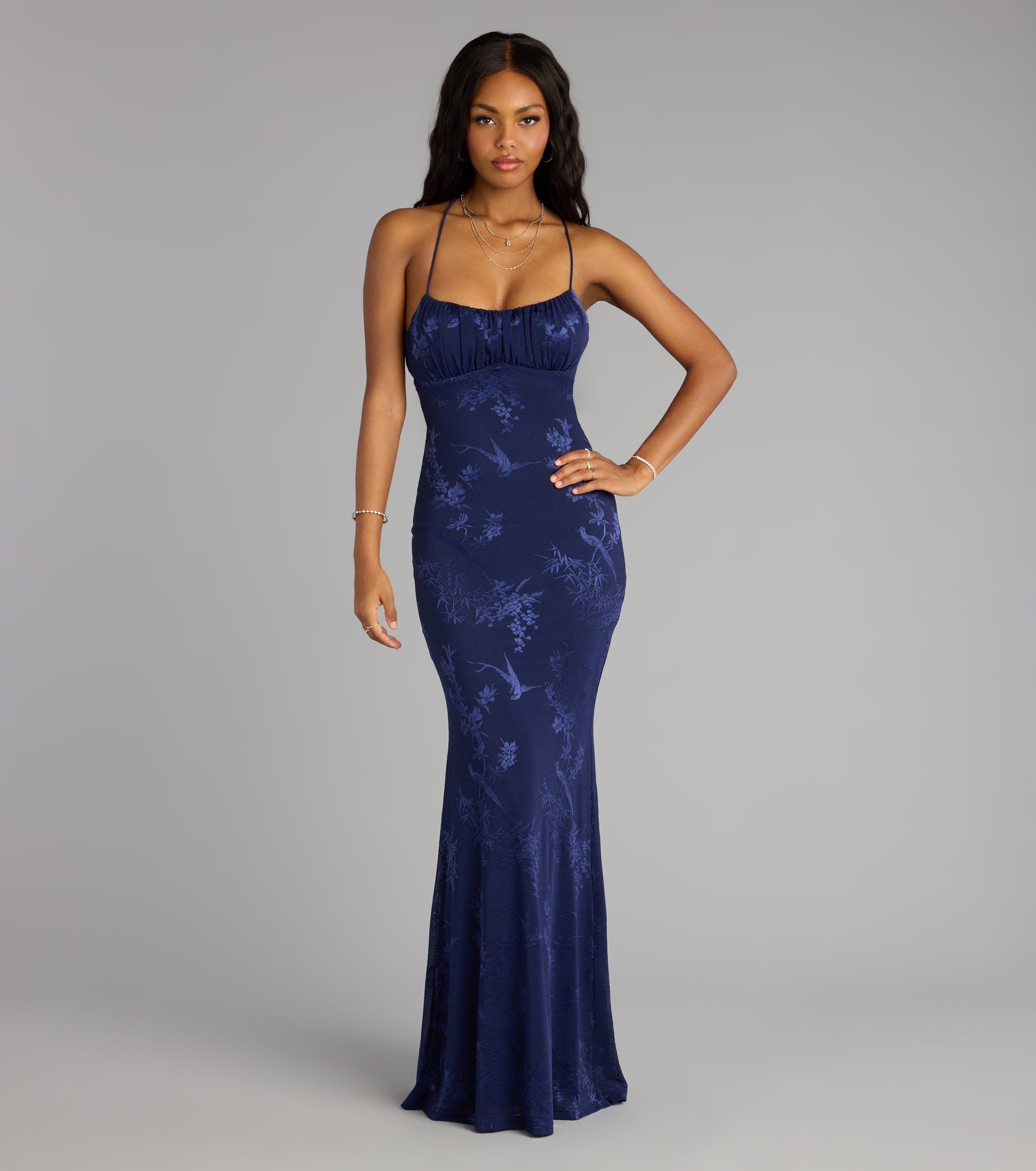« Ondée Majestueuse » — Robe Longue Sirène, Bleu