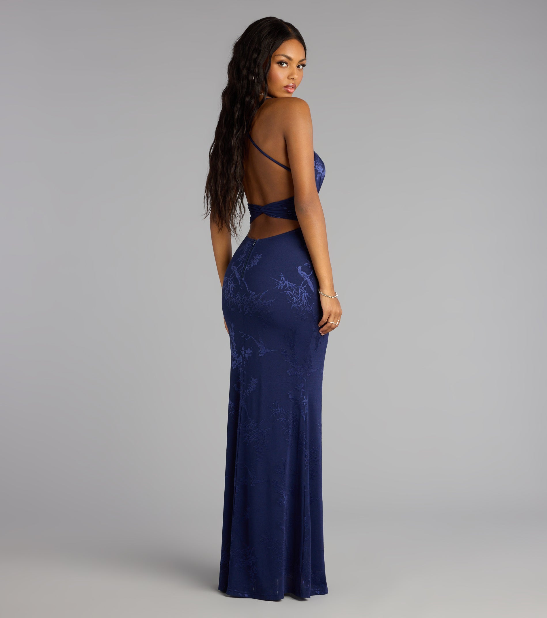 « Ondée Majestueuse » — Robe Longue Sirène, Bleu