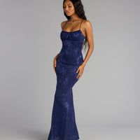 « Ondée Majestueuse » — Robe Longue Sirène, Bleu