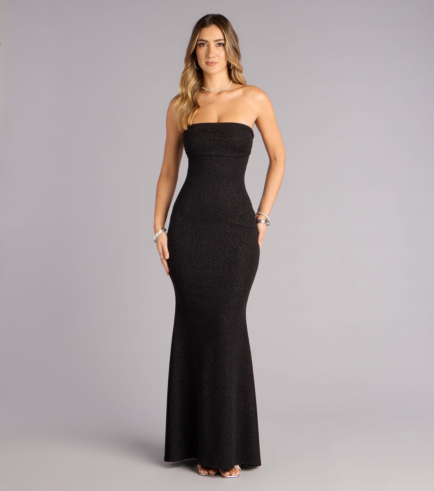 « Aurore Poudrée » — Robe Longue Sirène Scintillante, Rose