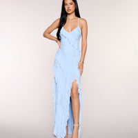 « Sirène Chocolat » — Robe Longue Dos Ouvert, Marron