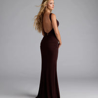 « Sirène Chocolat » — Robe Longue Dos Ouvert, Marron