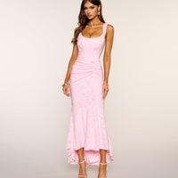 « Grâce Sculptée » — Robe Midi Corset, Rose