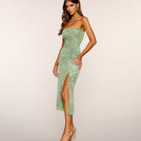 « Douce Obsession » — Robe Midi Bustier, Taupe