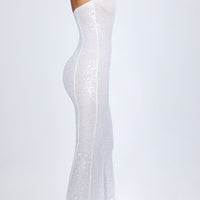 « Kinsley » — Robe Longue Bandeau Crochet Orné, Blanc