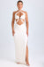 « Kalyani » — Robe Longue Dos Nu Ruchée à Anneau, Blanc