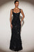 « Ivresse » — Robe Longue Corset Appliquée Sequins, Noir