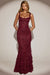 « Ivresse » — Robe Longue Corset Appliquée Sequins, Rouge Bordeaux