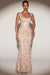 « Ivresse » — Robe Longue Corset Appliquée Sequins, Doré