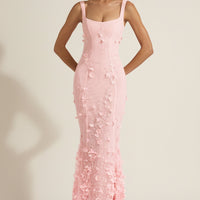« Ivresse » — Robe Longue Corset Appliquée Sequins, Rose
