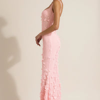 « Ivresse » — Robe Longue Corset Appliquée Sequins, Rose
