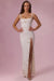 « Primara » — Robe Longue Corset Fleurie, Nacré