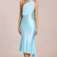 « Sélène » — Robe Midaxi Écharpe Asymétrique, Aigue-Marine
