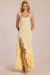 « Cascade de Dentelle » — Robe longue moulante à volants, Jaune citron