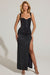 « Nuit » — Robe Longue Corset Brodée Fendue, Noir
