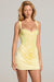 « Séduction » — Robe Mini Corset Brodée, Jaune Citron