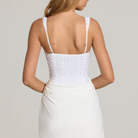 « Séduction » — Robe Mini Corset Brodée, Blanc