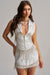 « Éclipse Scintillante » — Robe Blazer Strass sans Manches, Blanc