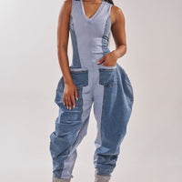 « Denim Rebelle » — Combinaison en Denim Patchwork, Bleu