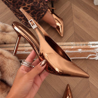 « Lueur Bronze » — Escarpins Slingback à Bout Pointu, Bronze