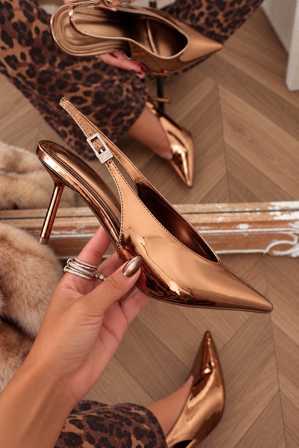 « Lueur Bronze » — Escarpins Slingback à Bout Pointu, Bronze