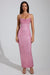 « Étoile Filante » — Robe Longue Strassée Col Cache-Cœur, Rose