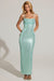 « Cascade » — Robe Longue Brodée Cache-Cœur, Bleu Aqua