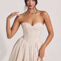 « Emeline » — Robe Mini Corset en Tulle, Ivoire