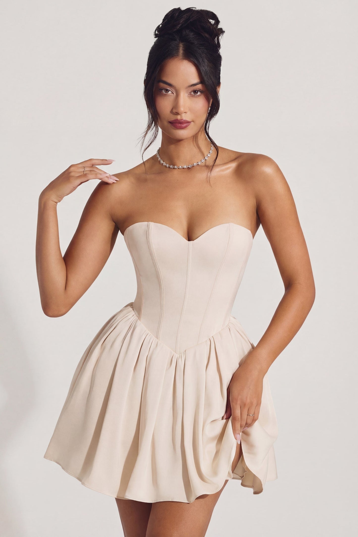 « Emeline » — Robe Mini Corset en Tulle, Ivoire