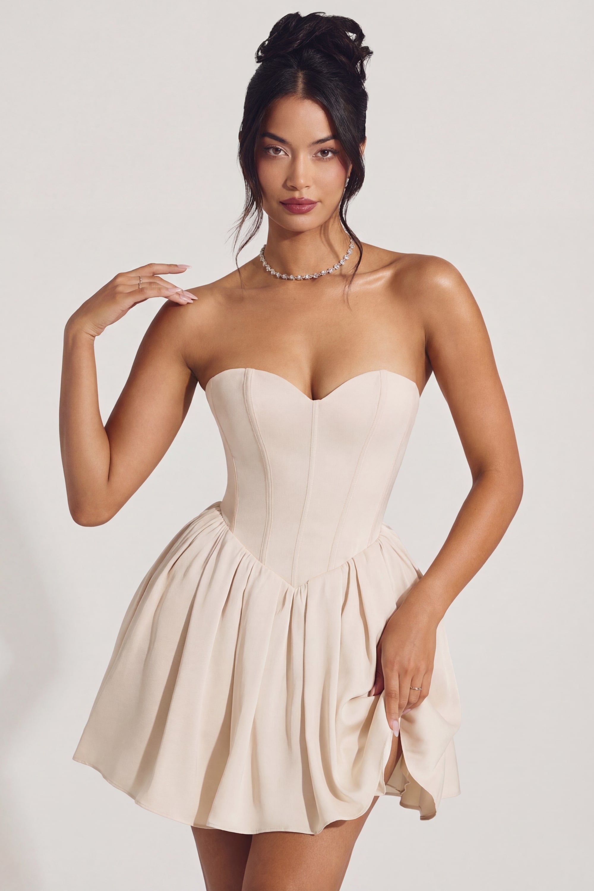 « Emeline » — Robe Mini Corset en Tulle, Ivoire