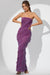 « Dulce » — Robe Longue Corset à Volants Scintillants, Prune
