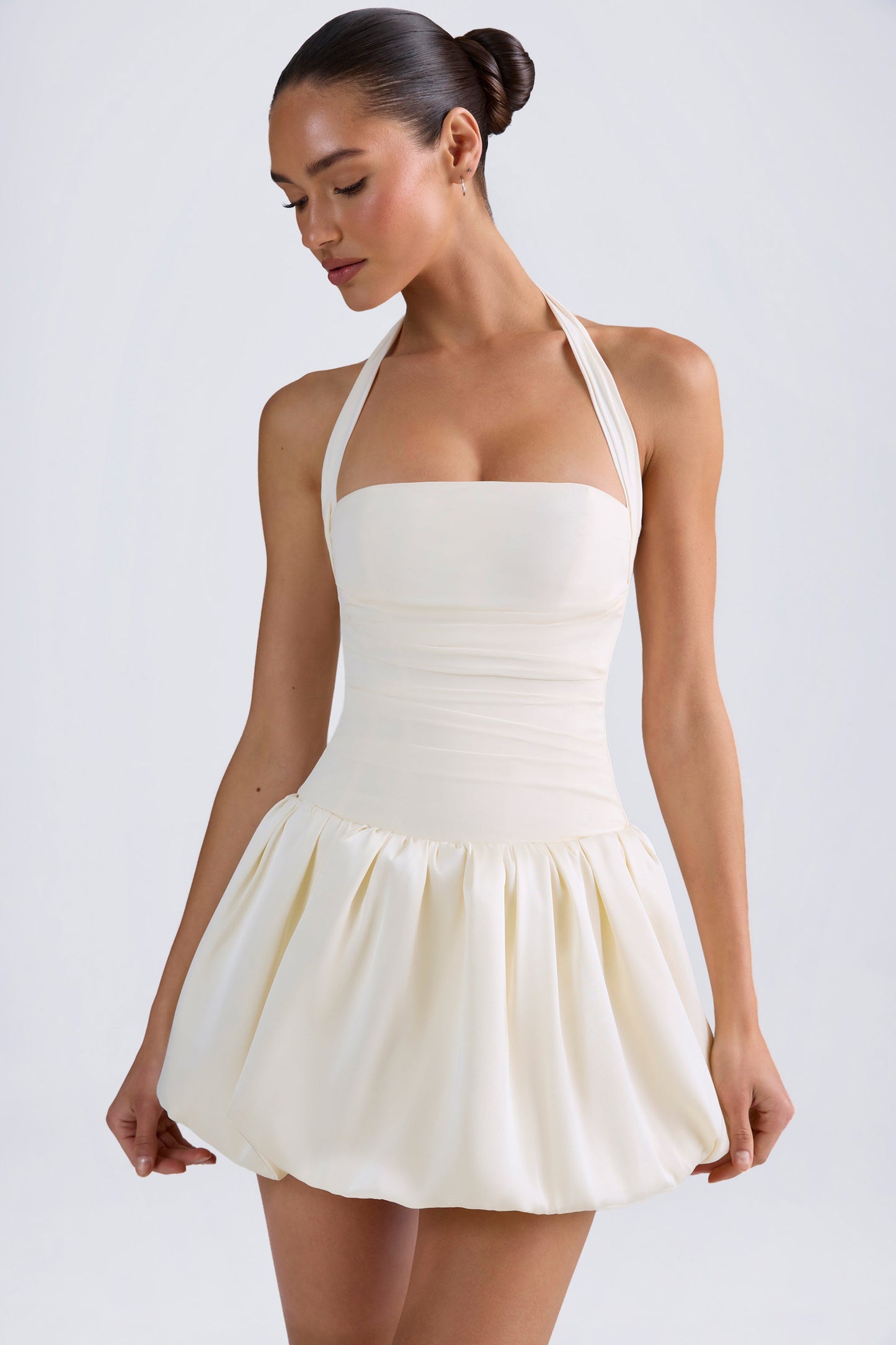 « Bulle » — Robe Mini Corset Lacée Bullée (+ short assorti), Ivoire
