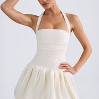 « Bulle » — Robe Mini Corset Lacée Bullée (+ short assorti), Ivoire