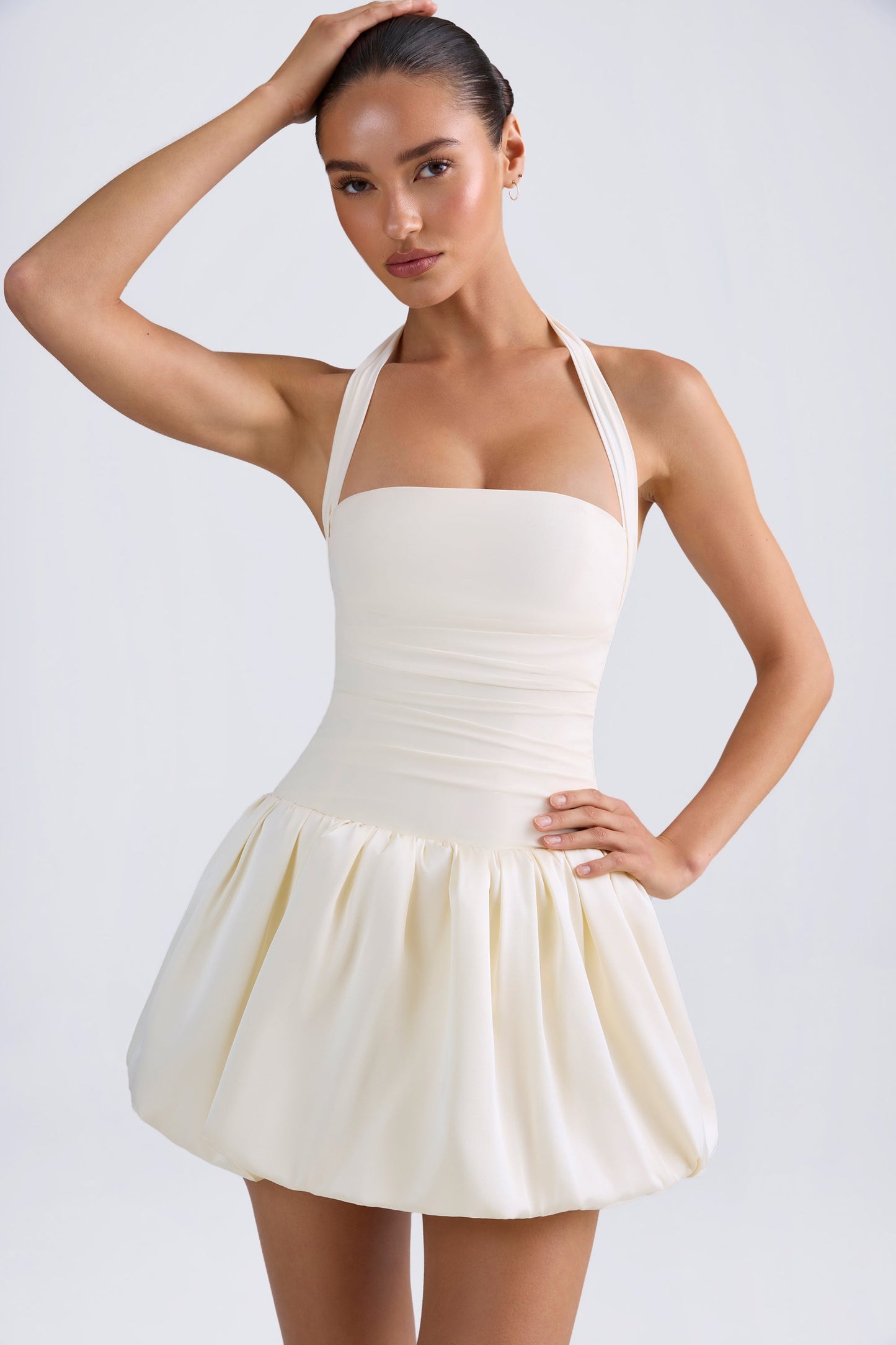 « Bulle » — Robe Mini Corset Lacée Bullée (+ short assorti), Ivoire