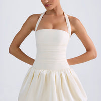 « Bulle » — Robe Mini Corset Lacée Bullée (+ short assorti), Ivoire