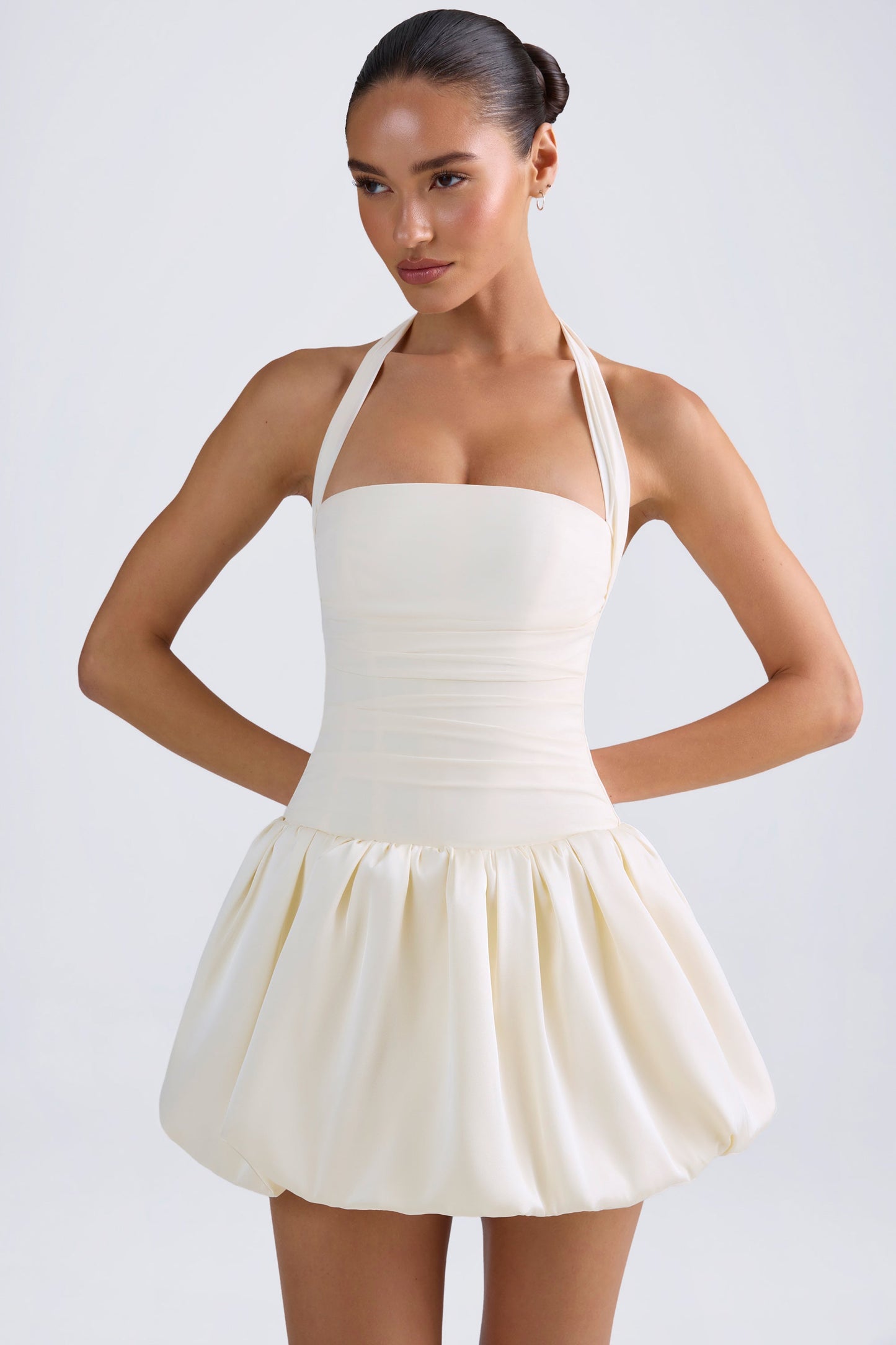 « Bulle » — Robe Mini Corset Lacée Bullée (+ short assorti), Ivoire