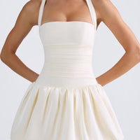 « Bulle » — Robe Mini Corset Lacée Bullée (+ short assorti), Ivoire